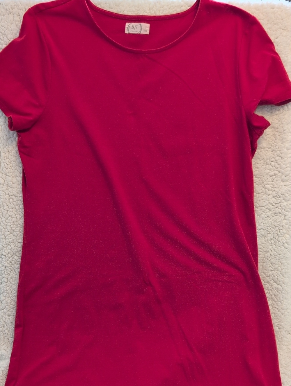 Maurices Bright Red Crewneck Short Sleeve Mid Length Tee Shirt Dress.
